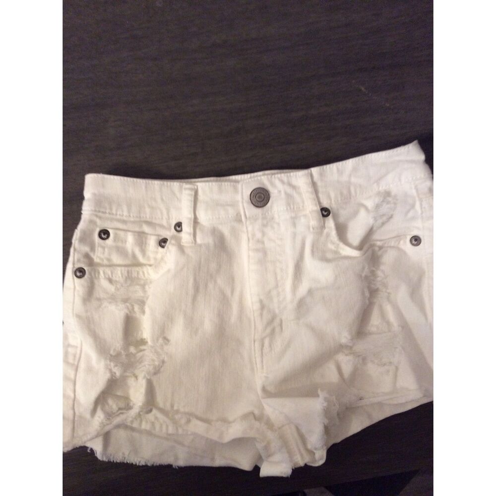 Aeropostale white Distressed Stretch shorts vintage High Rise Shorty Size 0